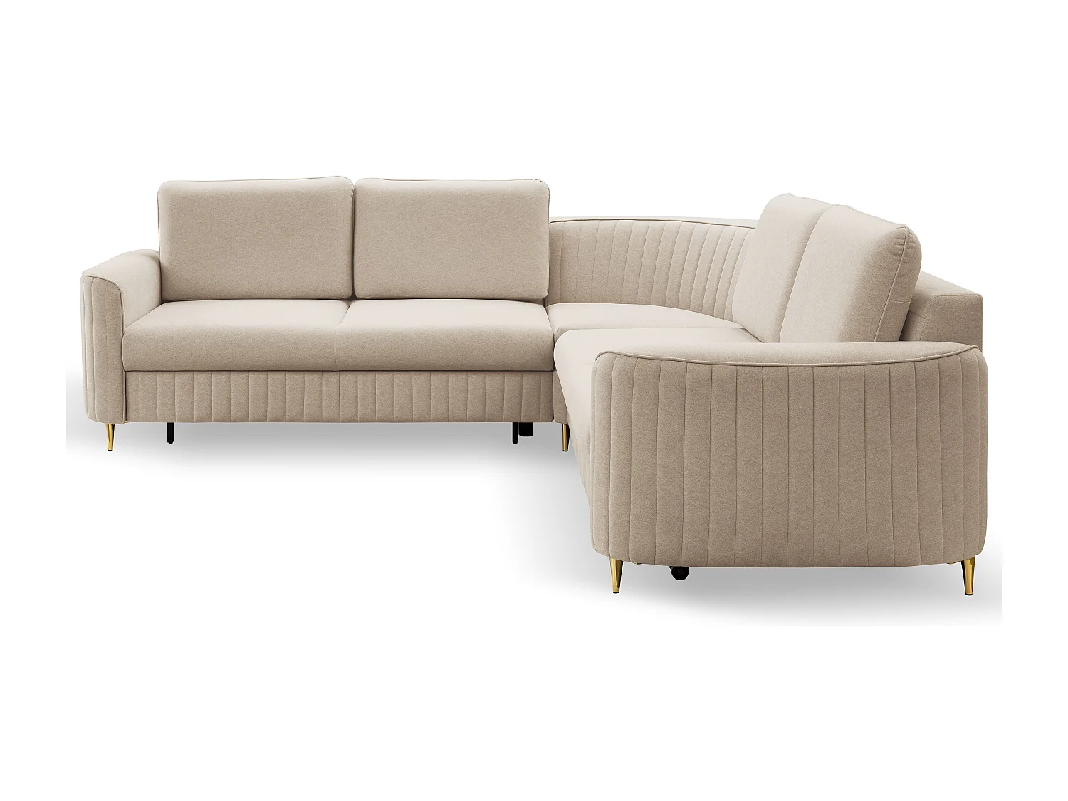 Ecksofa LAREN, modernes Schlafsofa mit Stauraum, Plastikfüße, linke Seite, BEIGE, 251x251x85 cm