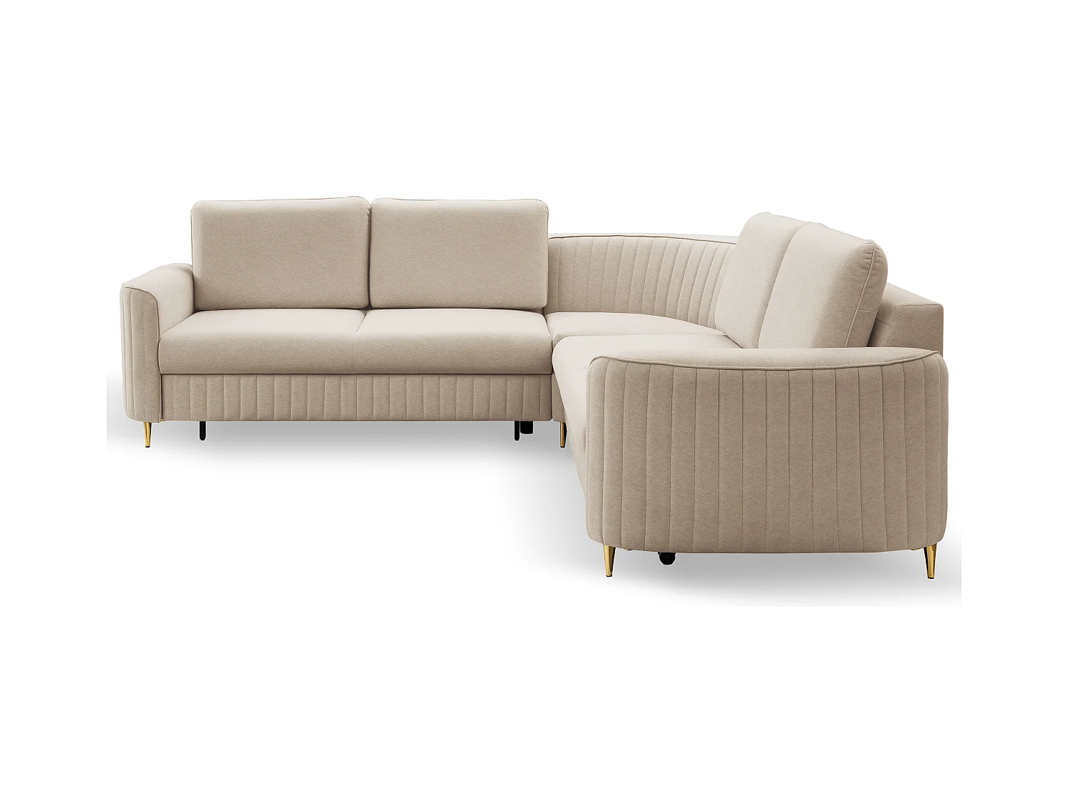 Canapé d'angle LAREN convertible, coffre de rangement, pieds en plastique, côté gauche, BEIGE, 251x251x85 cm