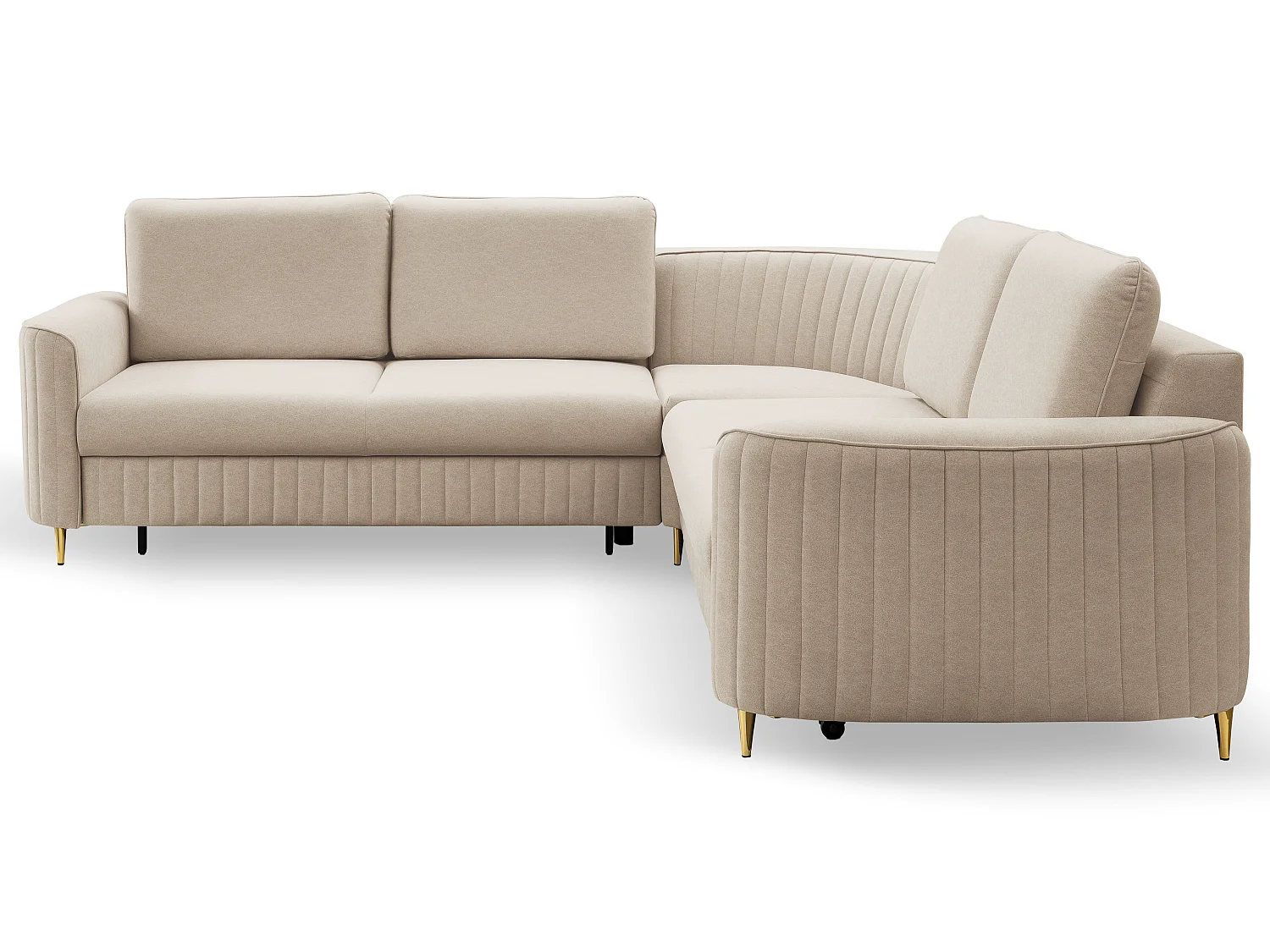 Hoekbank LAREN – Moderne slaapbank, opbergruimte, kunststof poten, linkerzijde, BEIGE, 251x251x85 cm