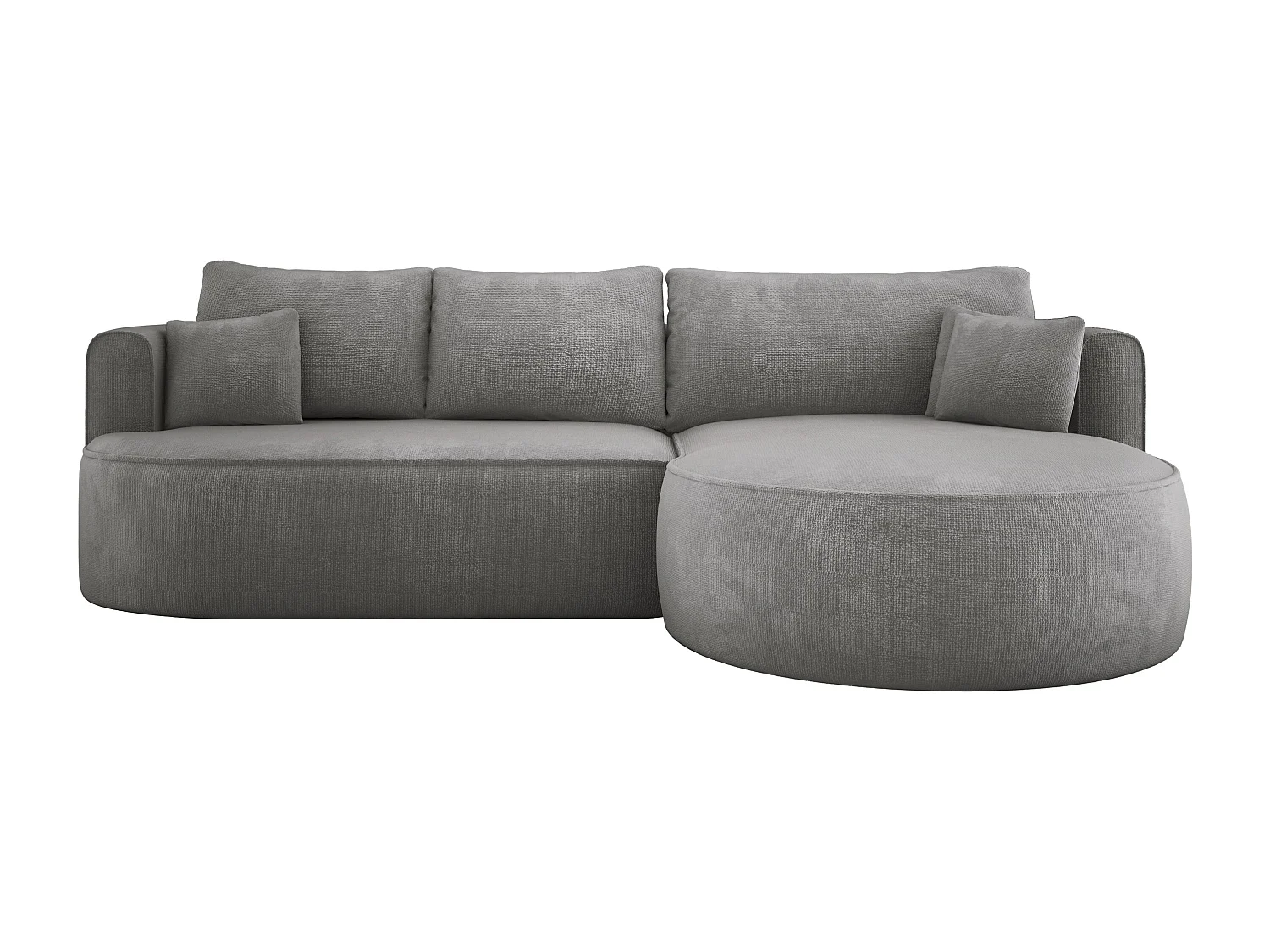 FIORE slaaphoek met bed, wavevering, box en 5 kussens, rechts 284x183x82 cm, zilver