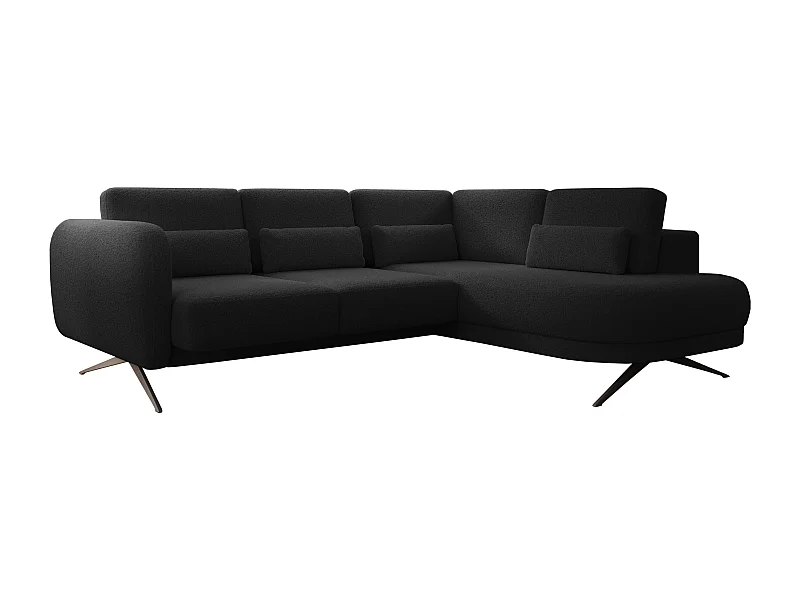 Ecksofa ILUSIO L mit Schlaffunktion, 250x205cm, verstellbarer Rückenlehne, hochwertigen Materialien, Farbe schwarz, rechts