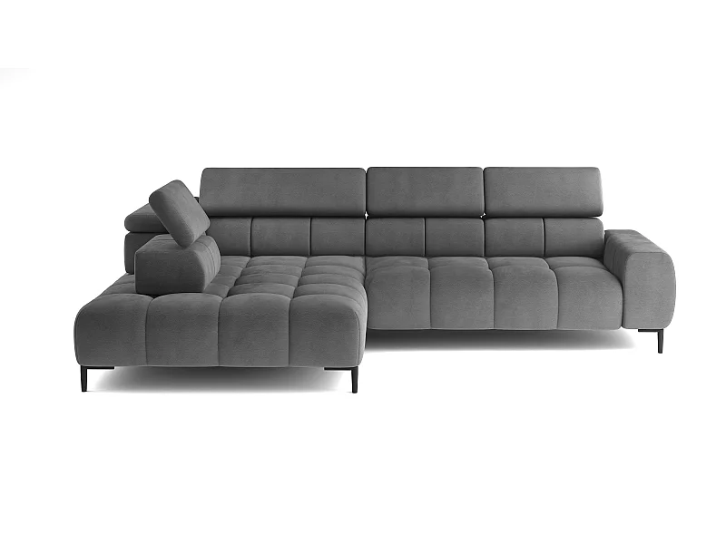 Canapé d'Angle DOMO-HOME PLAZA L Réglage Électrique 300x216cm | Gris Foncé Solar, Gauche