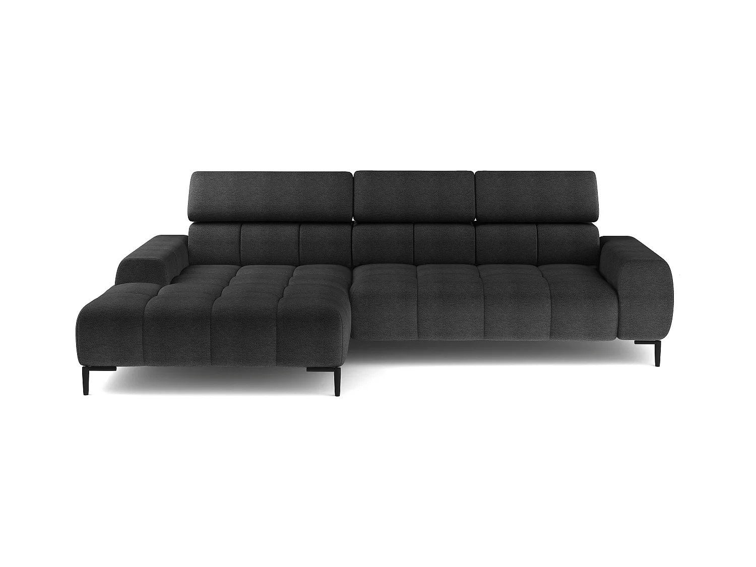 Canapé d'Angle PLAZA L avec Réglage Électrique 300x216cm | U-Forme, Têtières Réglables, Rembourrage Haut de Gamme, Noir Aphrodite, Gauche