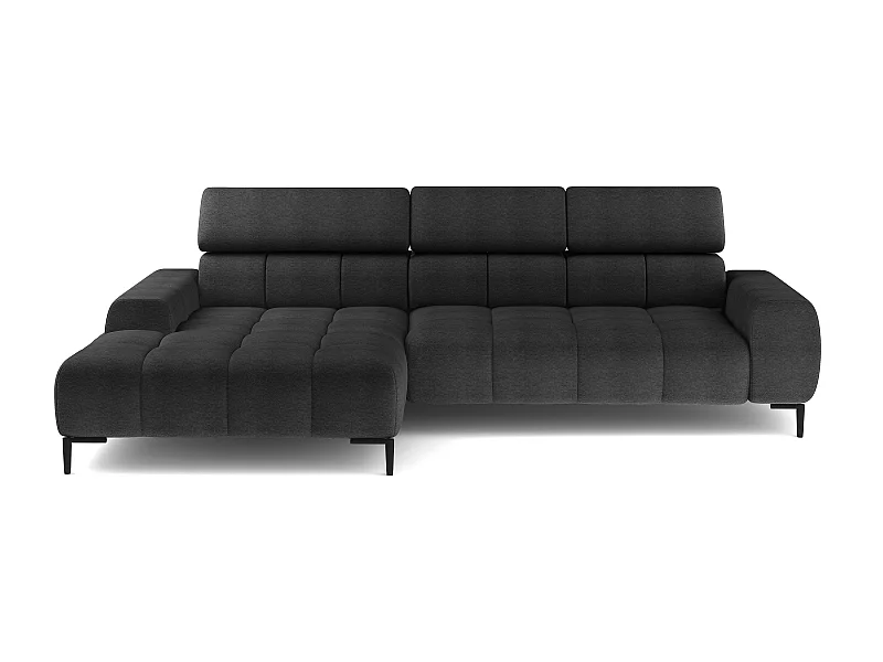 Canapé d'Angle PLAZA L avec Réglage Électrique 300x216cm | U-Forme, Têtières Réglables, Rembourrage Haut de Gamme, Noir Aphrodite, Gauche