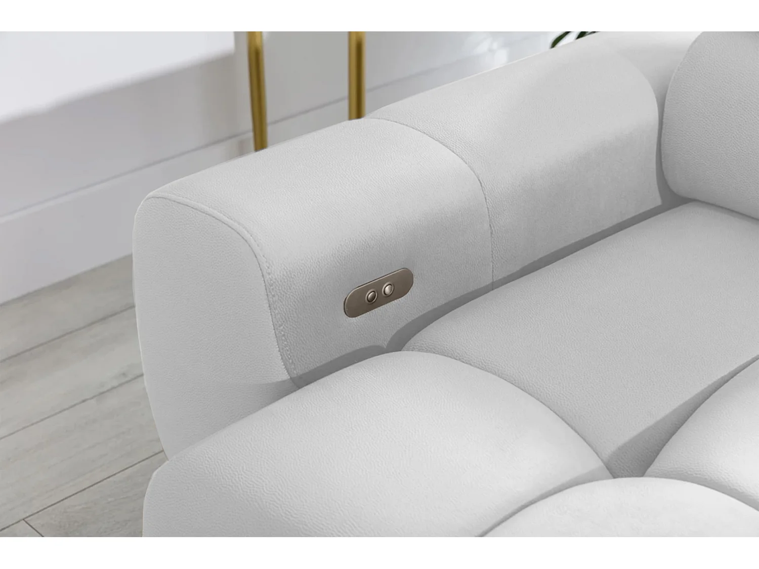 Canapé d'Angle PLAZA Mini Réglage Électrique 270x177cm | Beige Solar, Blanc, Gauche