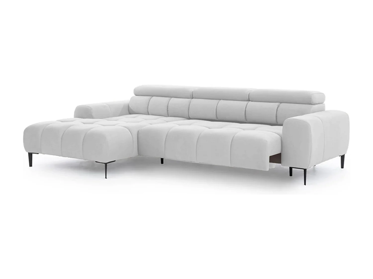 Canapé d'Angle PLAZA Mini Réglage Électrique 270x177cm | Beige Solar, Blanc, Gauche