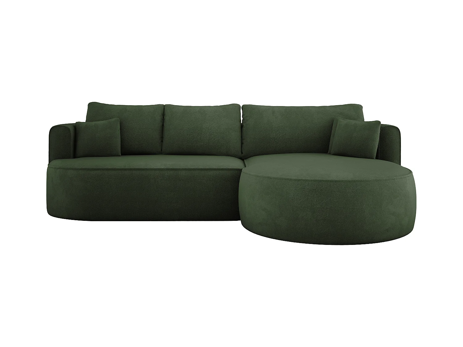Canapé d'angle FIORE – convertible avec ouverture automatique, mousse haute résilience, design moderne, droite 284x183x82 cm, vert foncé