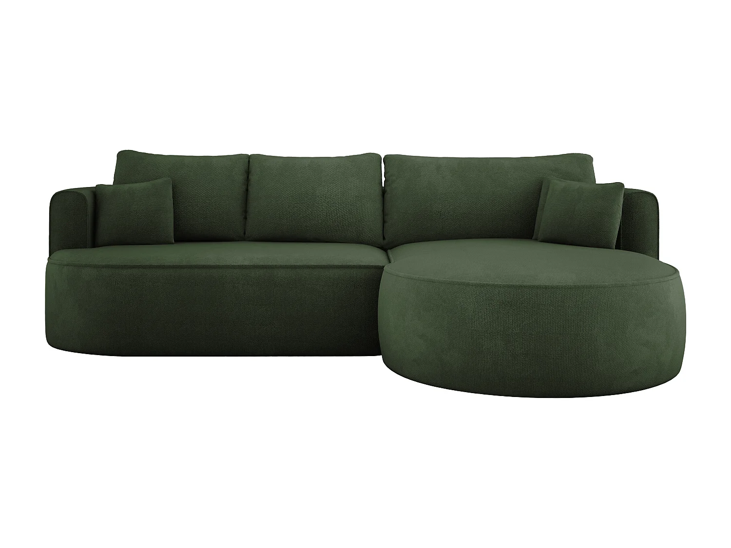 FIORE hoekbank - omvormbaar met automatische opening, high resilience foam, modern design, rechts 284x183x82 cm, donkergroen