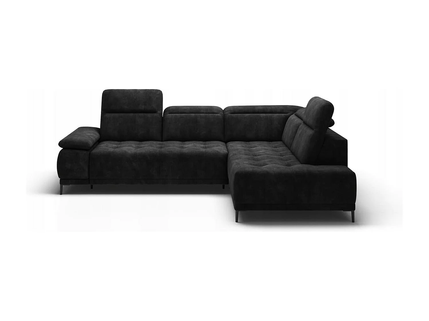 Hoekbank U FOCUS XL 352x204 cm, Modern design, Verstelbare hoofdsteun, Luxe velours, Bed naar keuze, Elektrisch, Donkergrijs, Recht