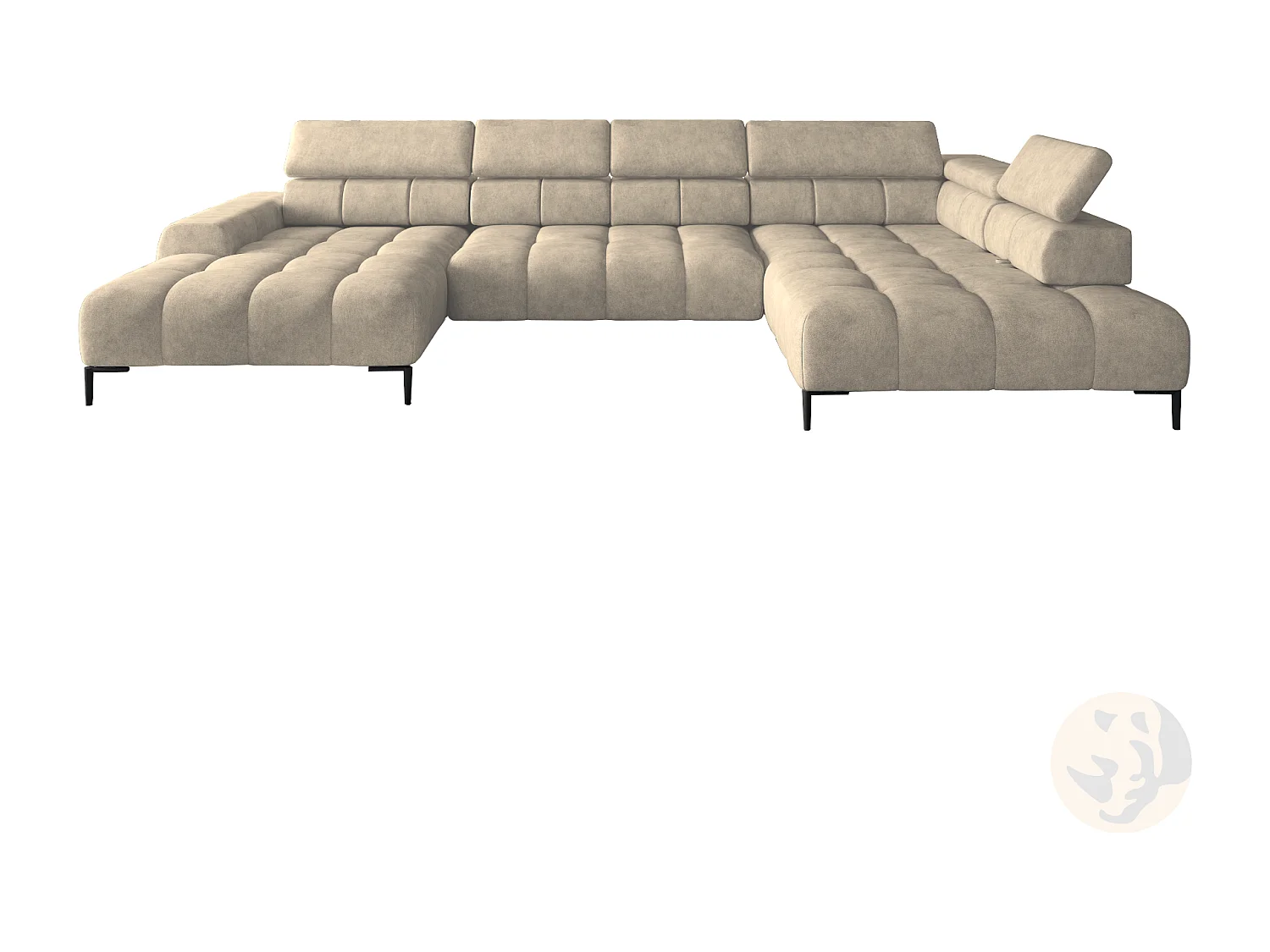 Hoekbank PLAZA XL Elektrische Relax 385x216cm | Salvador Waterafstotend, Crème, Rechts