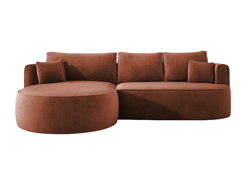 FIORE Canapé d'angle convertible moderne avec fonction sommeil, canapé avec déploiement automatique, canapé, canapé-lit DROITE 284x183x82cm marron