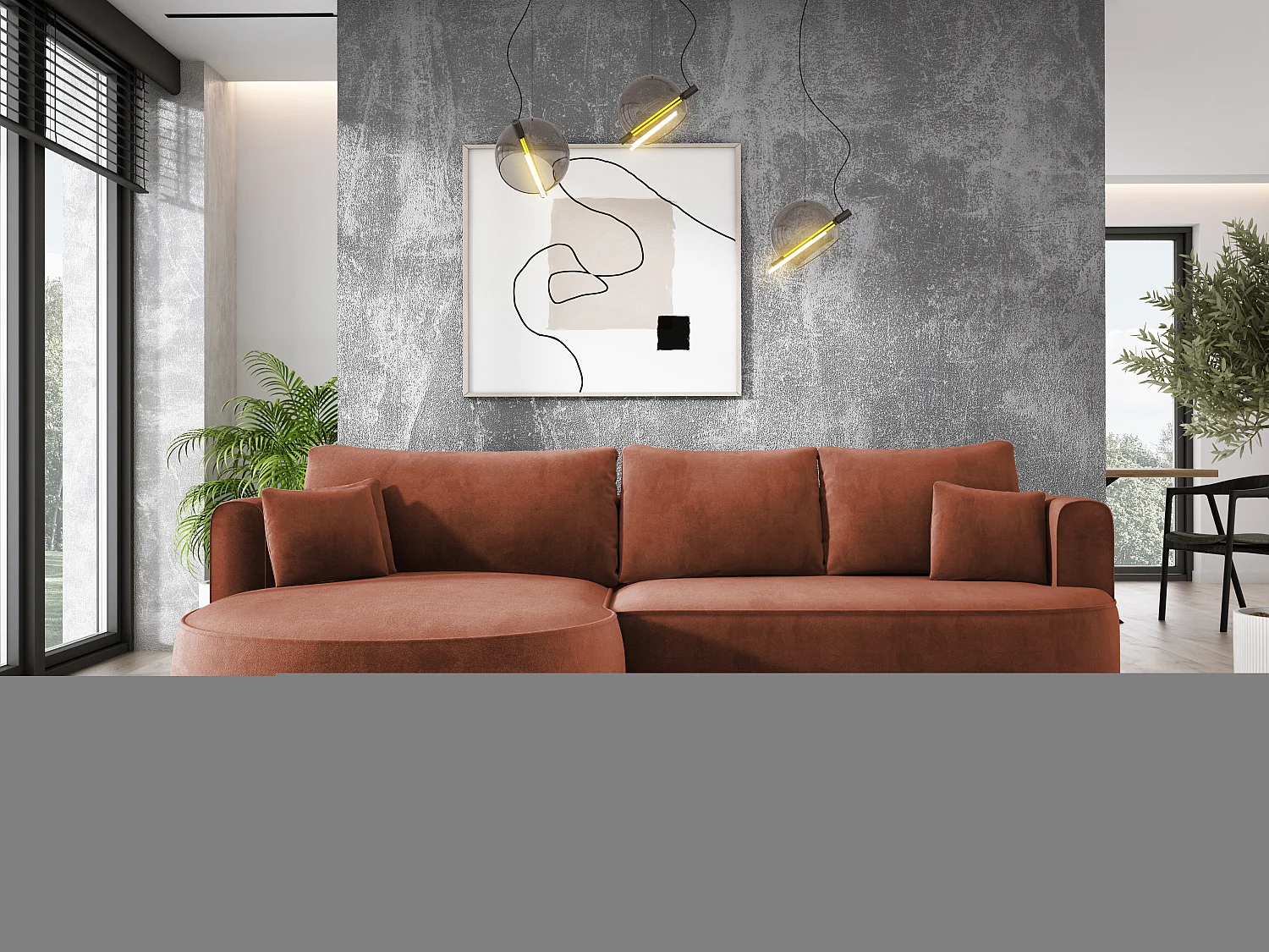 Moderne Ausziehbare Ecksofa FIORE Mit Schlaf-Funktion, Couch mit automatischer Auffaltung, Sofa, Schlafcouch RECHTS 284x183x82cm Kastanienbraun