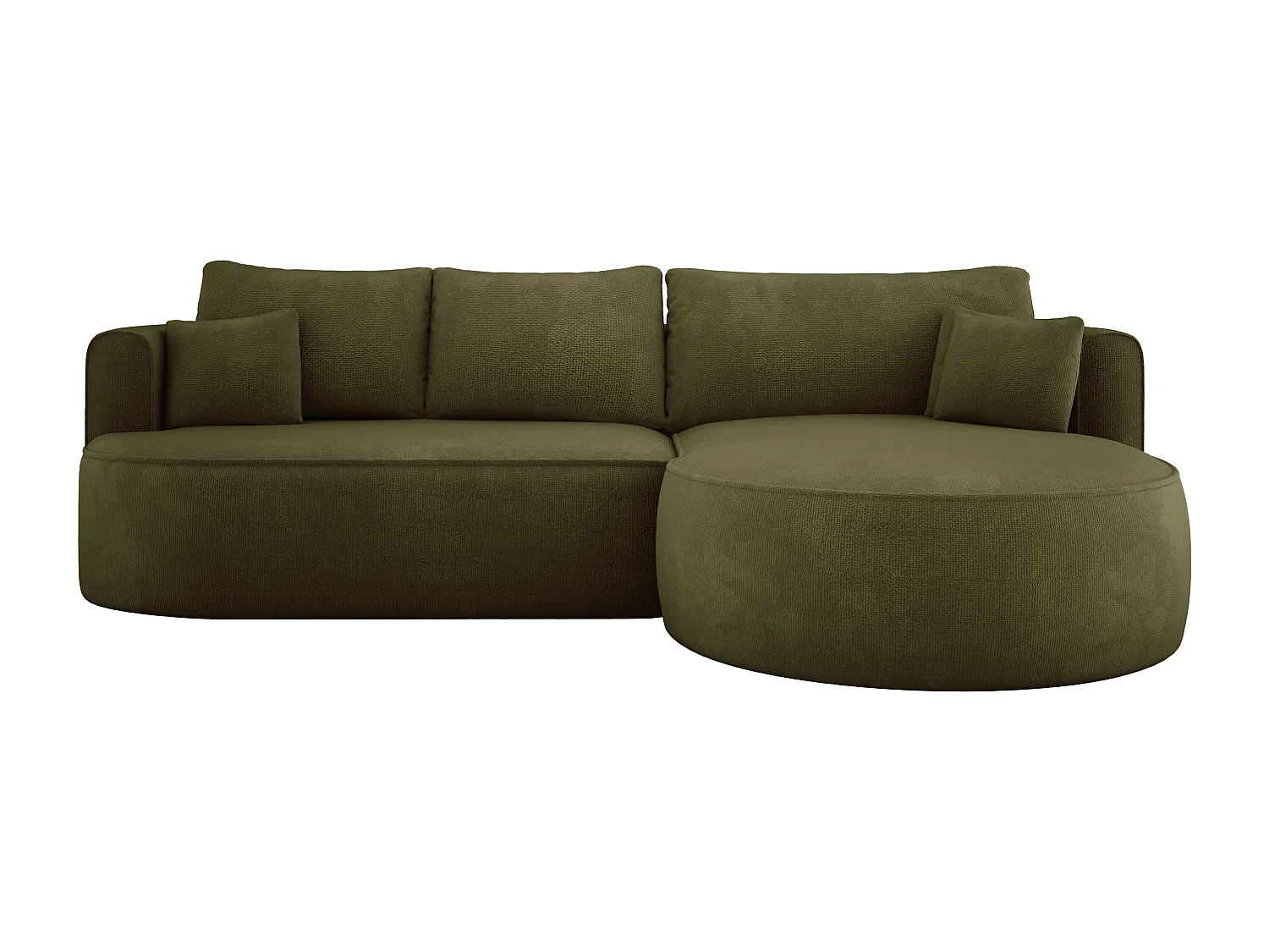 FIORE hoekbank - omvormbaar met automatische opening, high resilience foam, modern design, rechts 284x183x82 cm, groen