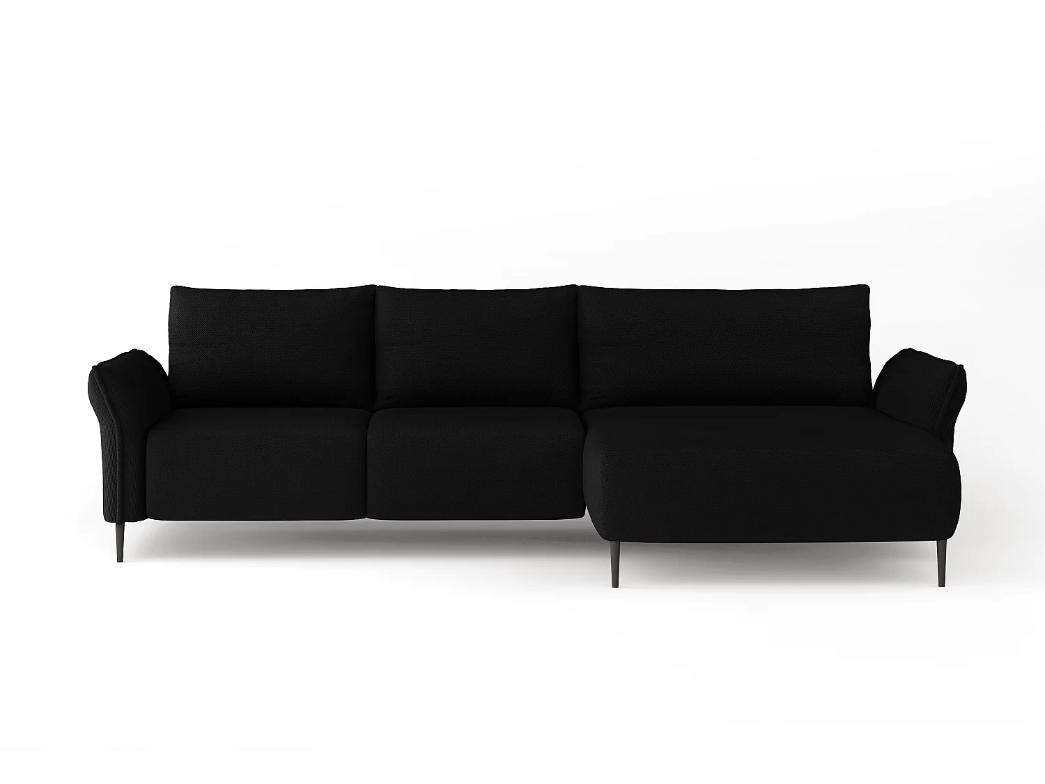 Hoekbank LUIS met bedfunctie - Moderne bank met opbergruimte 255x165 cm, Sofa Boxspring, Zwart, Links