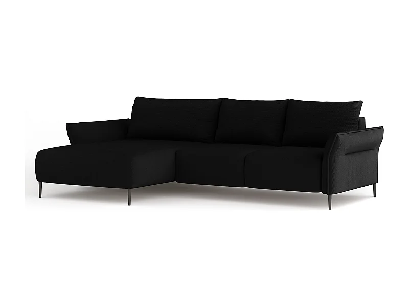 Hoekbank LUIS met bedfunctie - Moderne bank met opbergruimte 255x165 cm, Sofa Boxspring, Zwart, Links