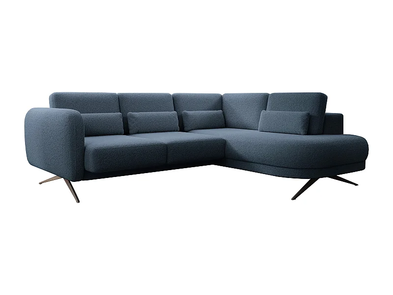 Hoekbank ILUSIO L met slaapfunctie, 250x205cm, verstelbare rugleuning, hoogwaardige materialen, kleur blauw, rechts