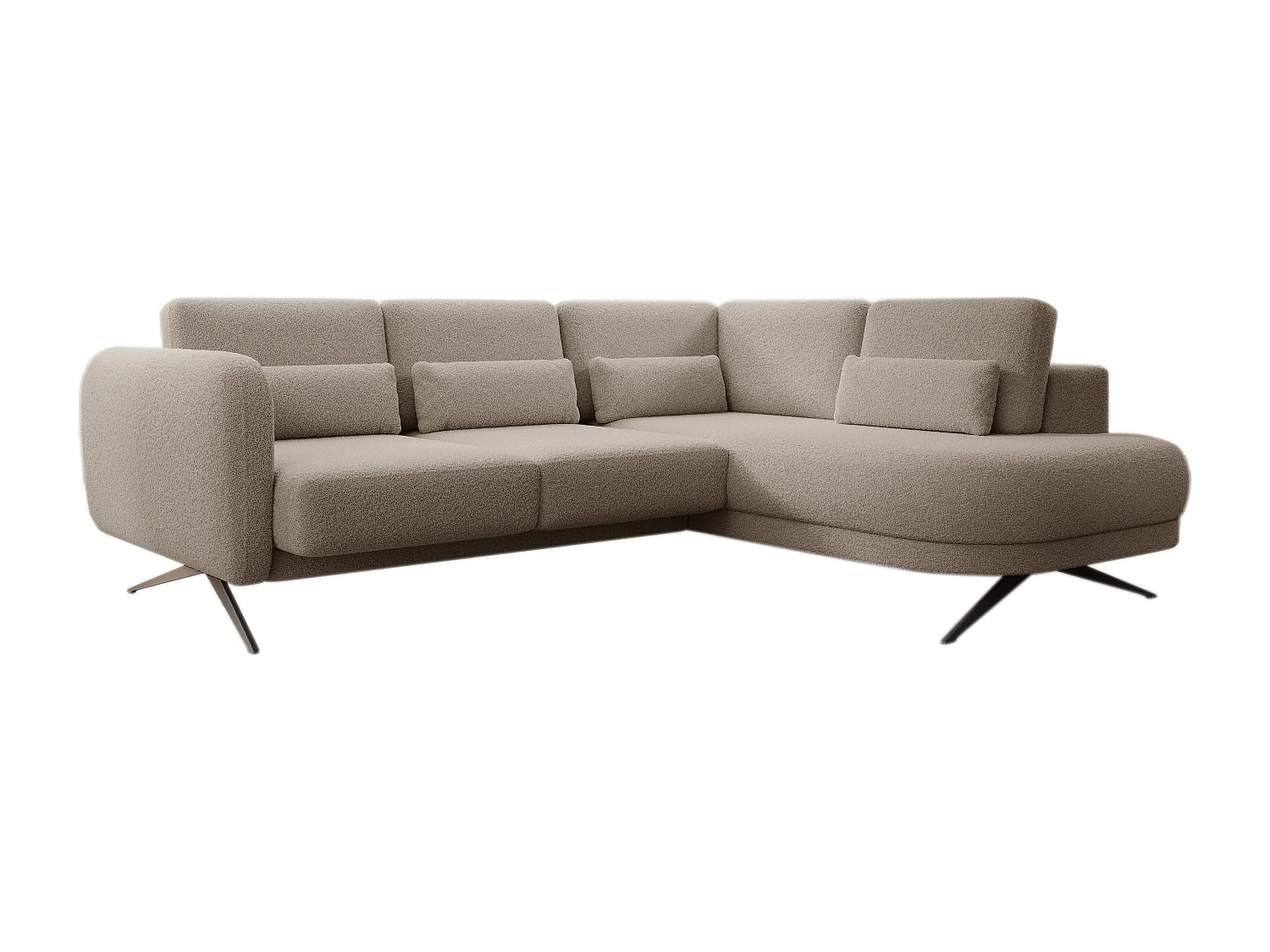 Ecksofa ILUSIO L mit Schlaffunktion, 250x205cm, verstellbarer Rückenlehne, hochwertigen Materialien, Farbe grau, rechts