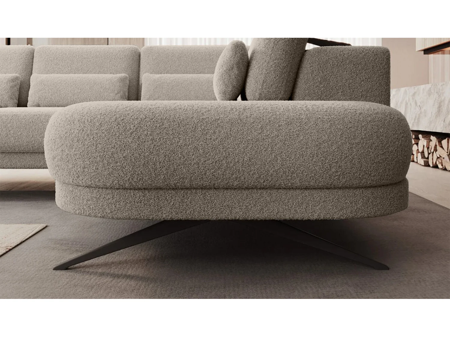 Canapé d'angle ILUSIO L avec fonction sommeil, 250x205cm, dossier réglable, matériaux de haute qualité, couleur grise, droite