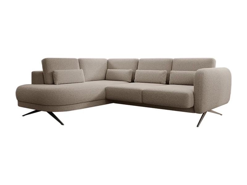 Canapé d'angle ILUSIO L avec fonction sommeil, 250x205cm, dossier réglable, matériaux de haute qualité, couleur grise, gauche