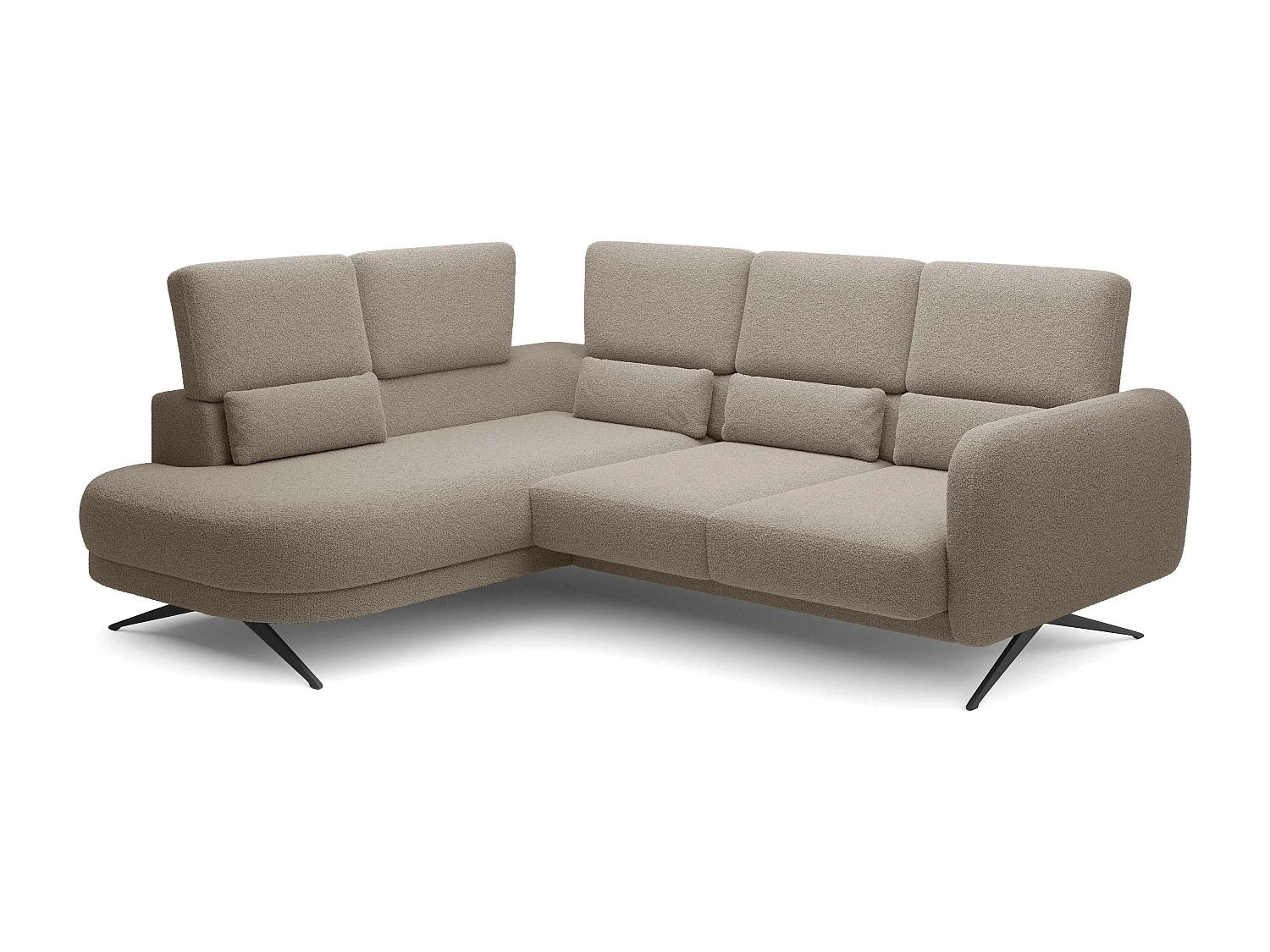 Hoekbank ILUSIO L met slaapfunctie, 250x205cm, verstelbare rugleuning, hoogwaardige materialen, kleur grijs, links