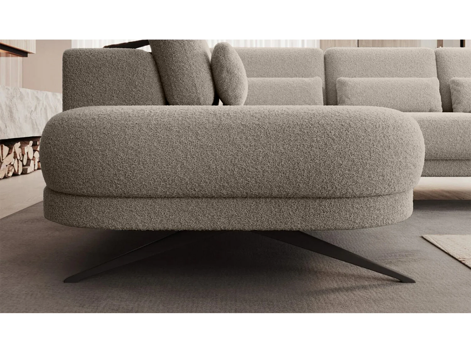 Hoekbank ILUSIO L met slaapfunctie, 250x205cm, verstelbare rugleuning, hoogwaardige materialen, kleur grijs, links