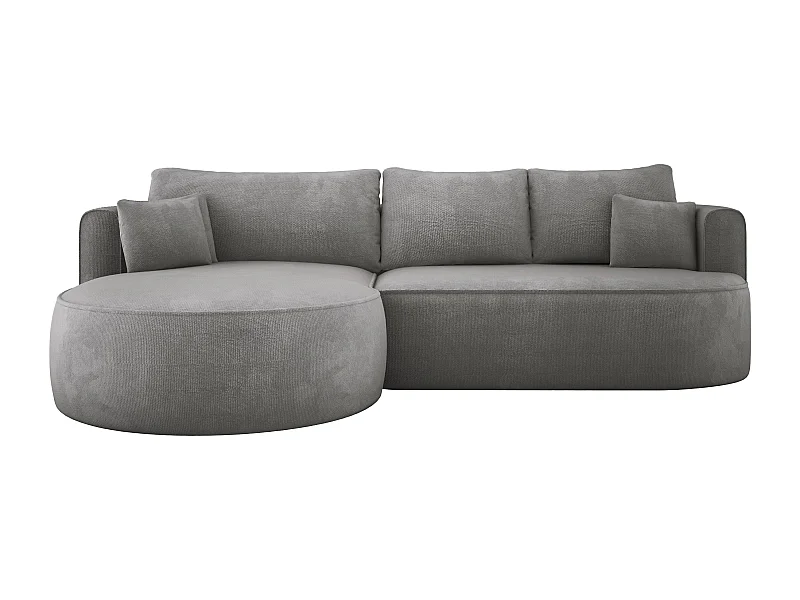 Ecksofa FIORE - umbaubar mit automatischer Öffnung, Hochelastikschaum, modernes Design, links 284x183x82 cm, silberfarben
