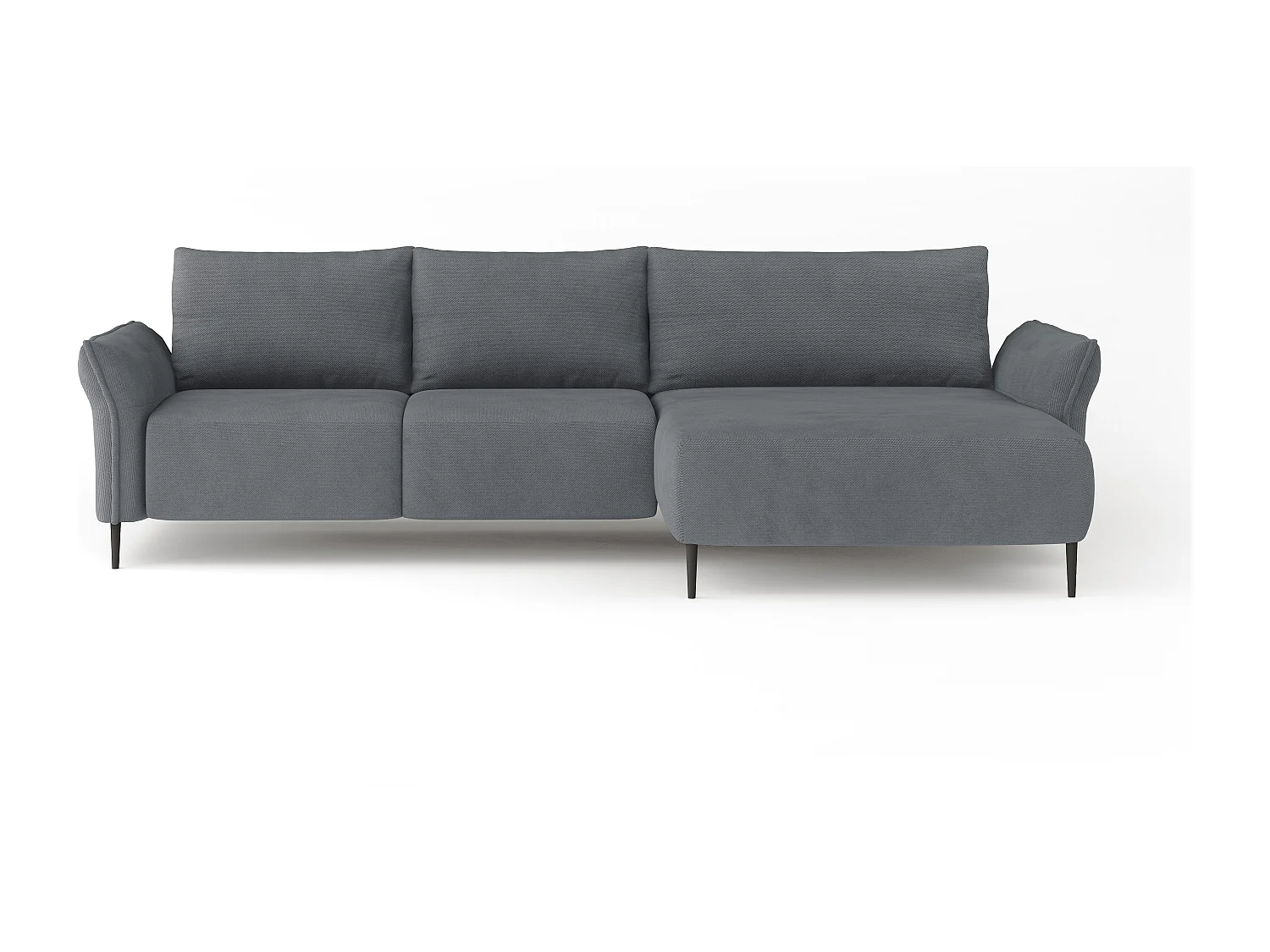 Narożnik LUIS z funkcją spania - Nowoczesna sofa ze schowkiem 255x165 cm, Sofa Boxspring, Kolor szary, Prawa
