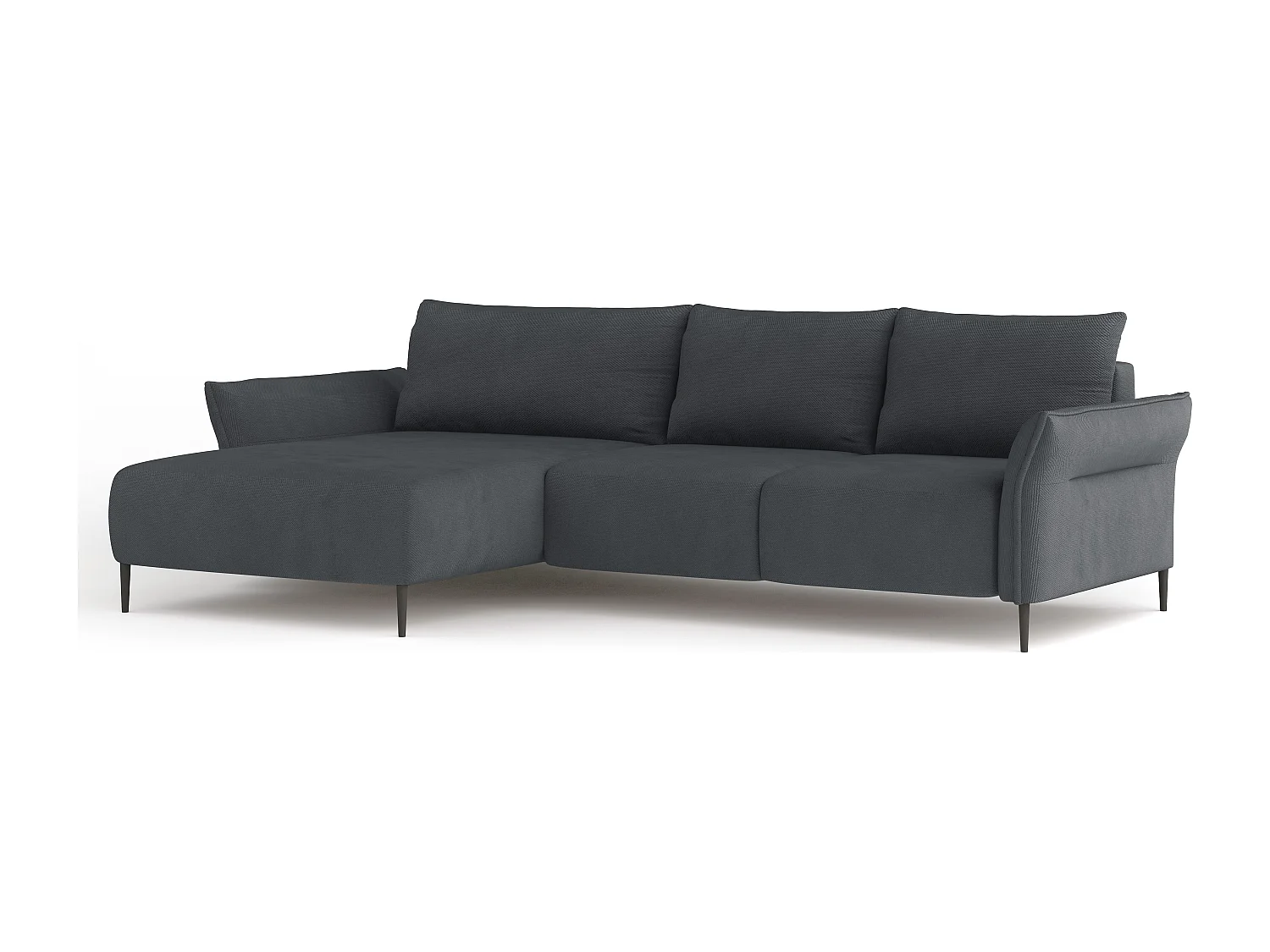 Hoekbank LUIS met bedfunctie - Moderne bank met opbergruimte 255x165 cm, Sofa Boxspring, Kleur donkergrijs, Links