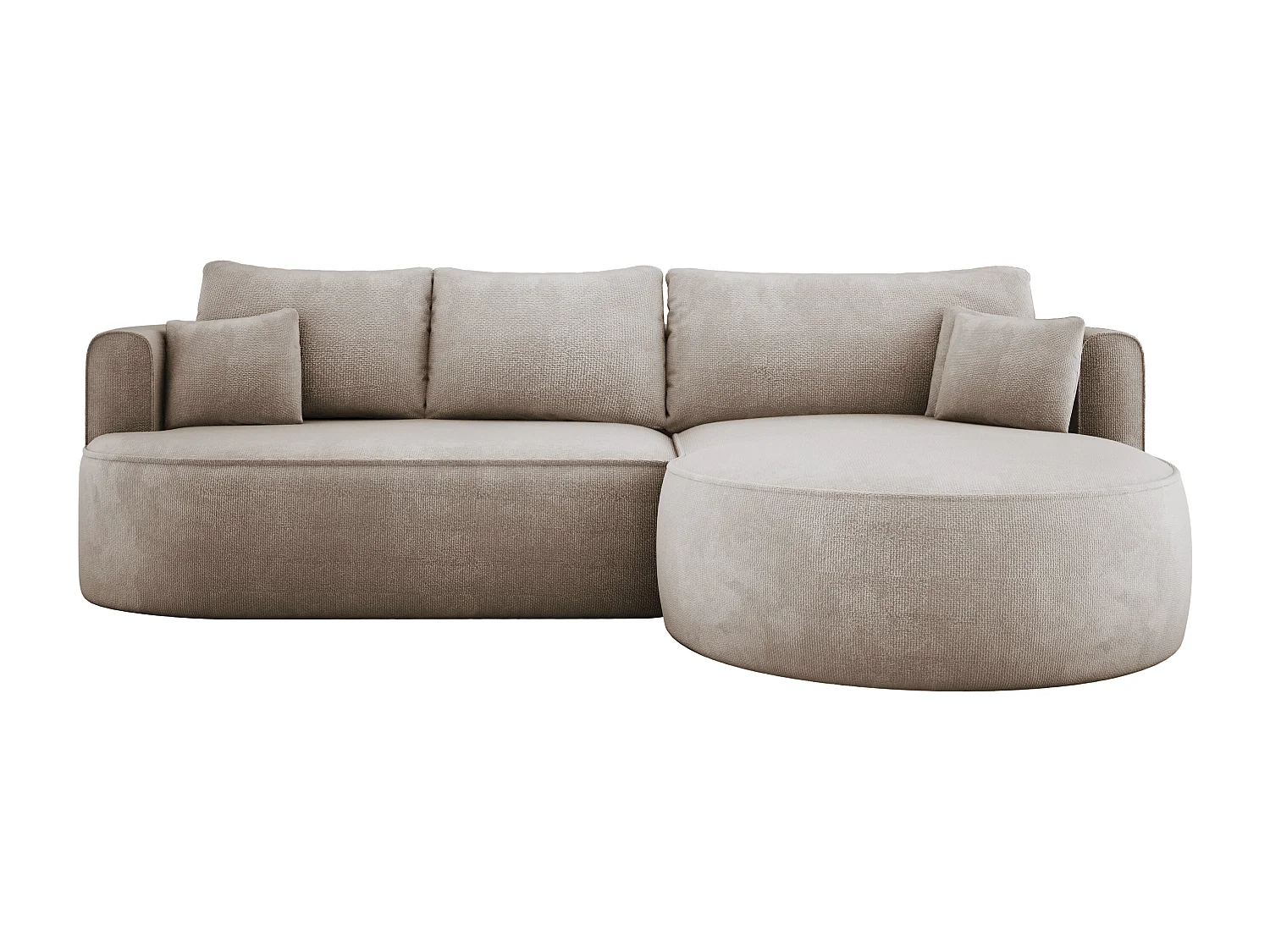 FIORE hoekbank - omvormbaar met automatische opening, high resilience foam, modern design, rechts 284x183x82 cm, beige