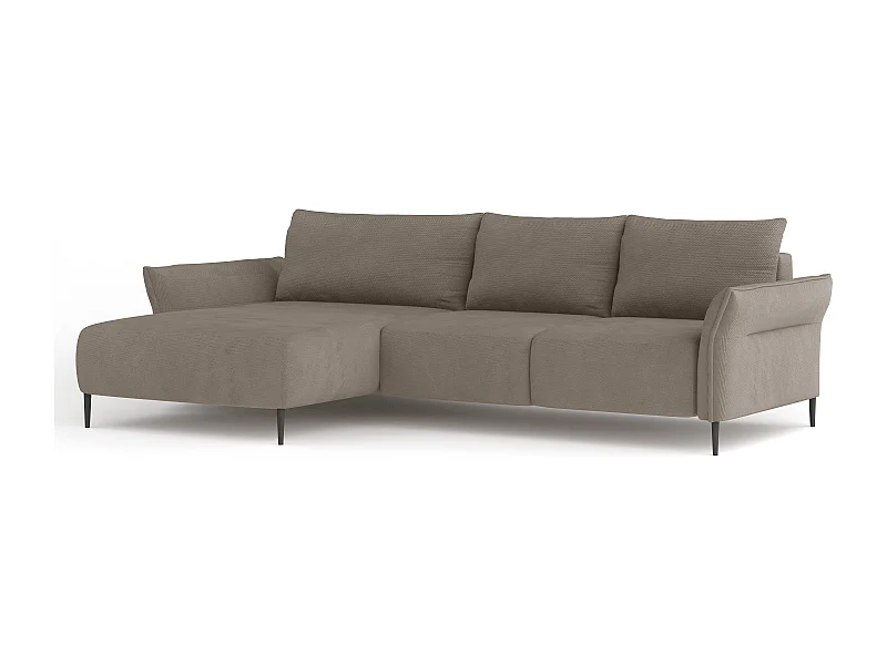 Canapé d'angle LUIS avec fonction lit – Canapé moderne avec rangement 255x165 cm, Sofa Boxspring, Couleur beige clair, Gauche
