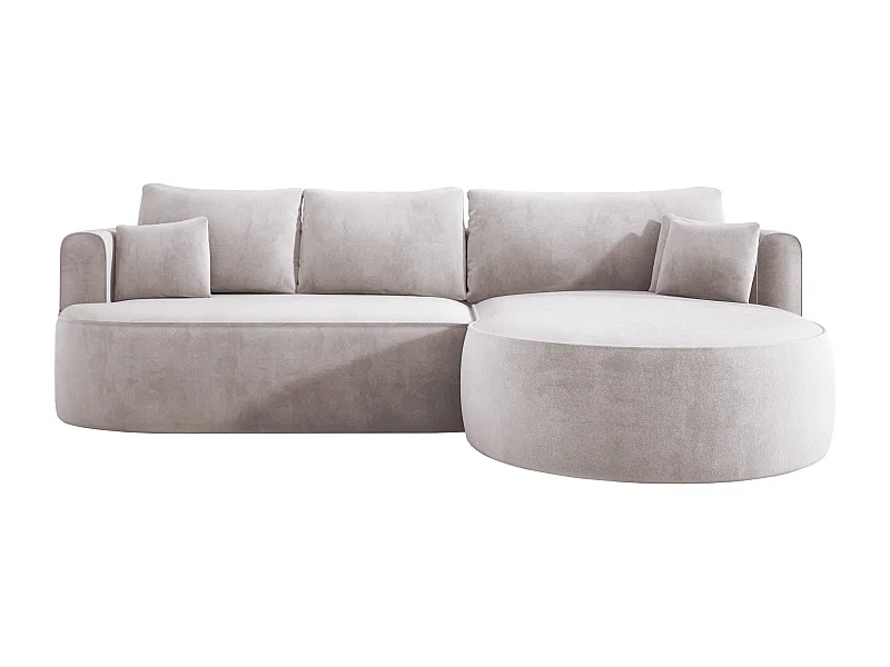 Moderne uitschuifbare hoekbank FIORE met slaapfunctie, bank met automatisch uitklappen, sofa, slaapbank RECHTS 284x183x82cm vuilwit