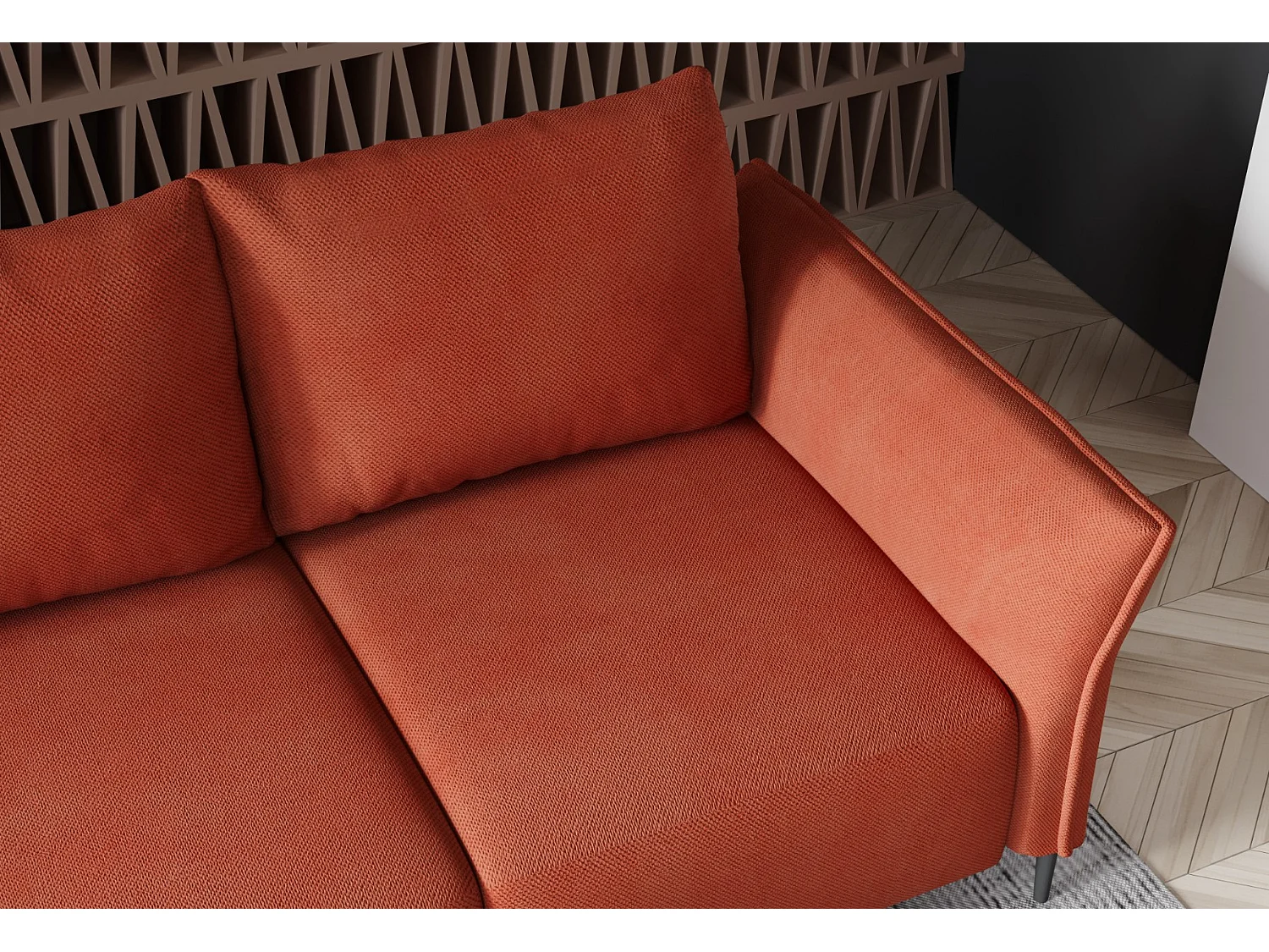 Narożnik LUIS z funkcją spania - Nowoczesny narożnik ze schowkiem 255x165 cm, Sofa Boxspring, Czerwony, Lewy