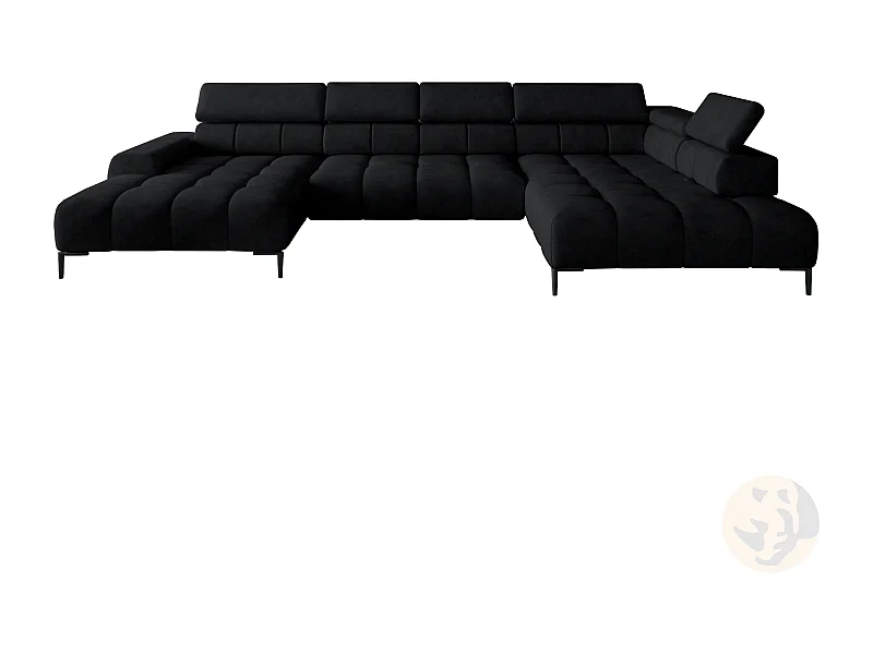 Ecksofa PLAZA XL Relaxation Elektrisch 385x216cm | Schwarz Solar, Rechts