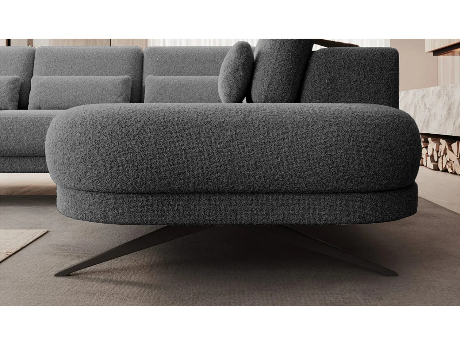 Hoekbank ILUSIO L met slaapfunctie, 250x205cm, verstelbare rugleuning, hoogwaardige materialen, kleur donkergrijs, rechts