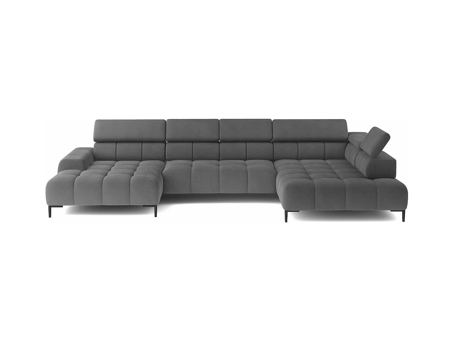 Canapé d'Angle PLAZA XL Relaxation Électrique 385x216cm | Noir Clair Solar, Droit