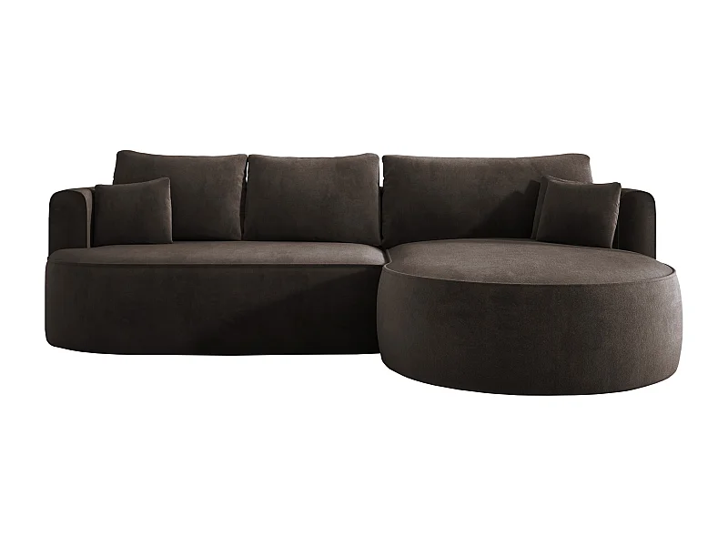 Moderne Ausziehbare Ecksofa FIORE Mit Schlaf-Funktion, Couch mit automatischer Auffaltung, Sofa, Schlafcouch RECHTS 284x183x82cm Braun