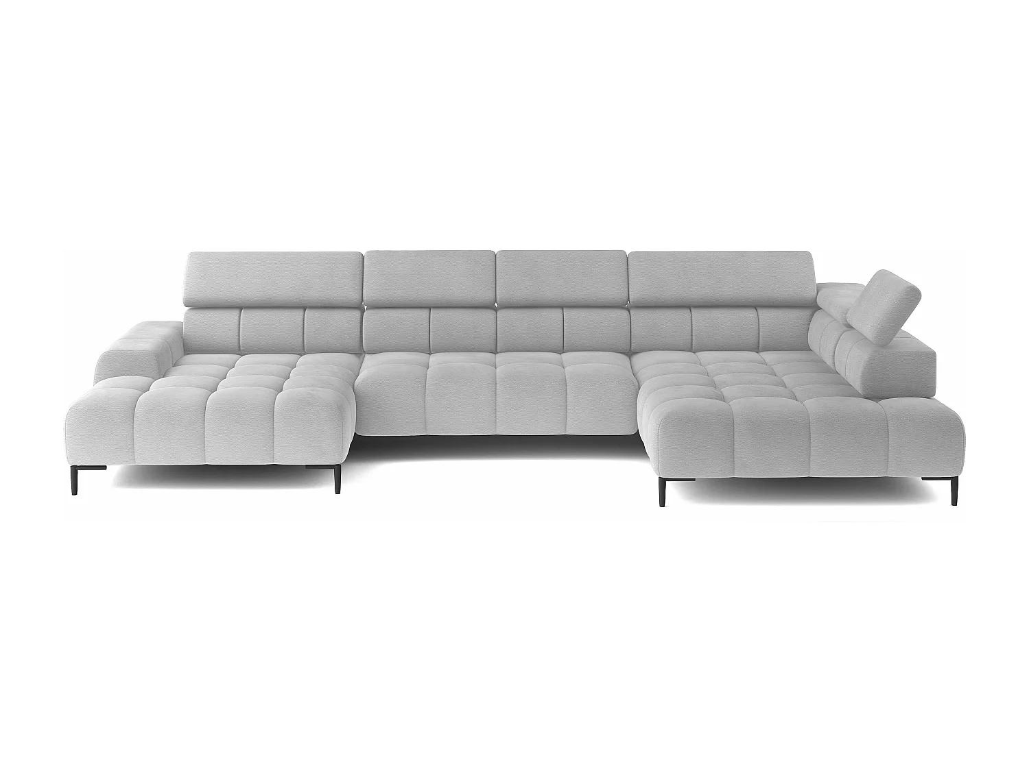 Narożna sofa PLAZA XL – elektryczna, 385x216 cm, kolor Biały Solar, układ prawy