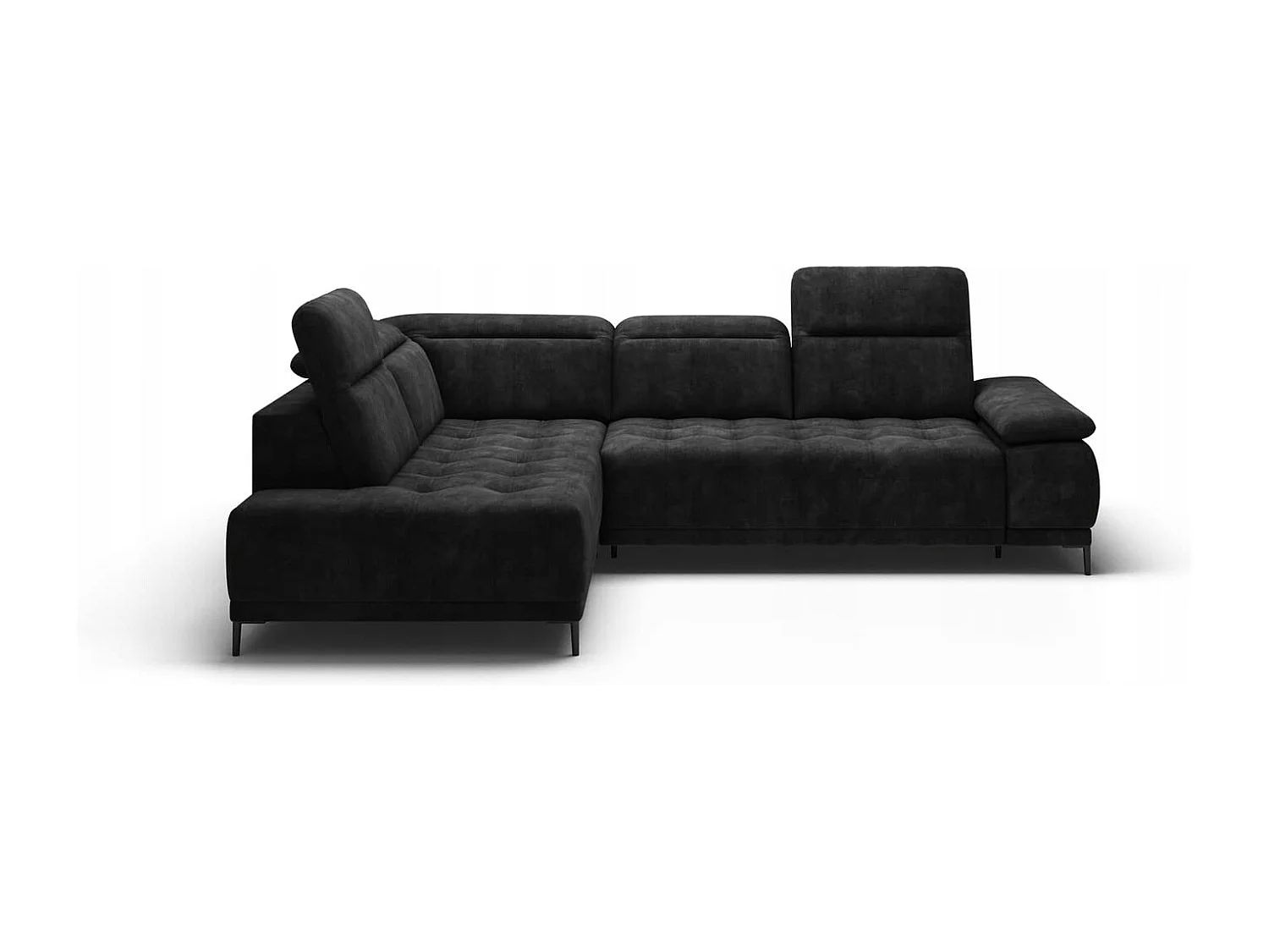 Canapé d'angle U FOCUS XL 352x204 cm, Design moderne, Têtières réglables, Velours luxueux, Option lit, Électrique, Gris foncé, Gauche