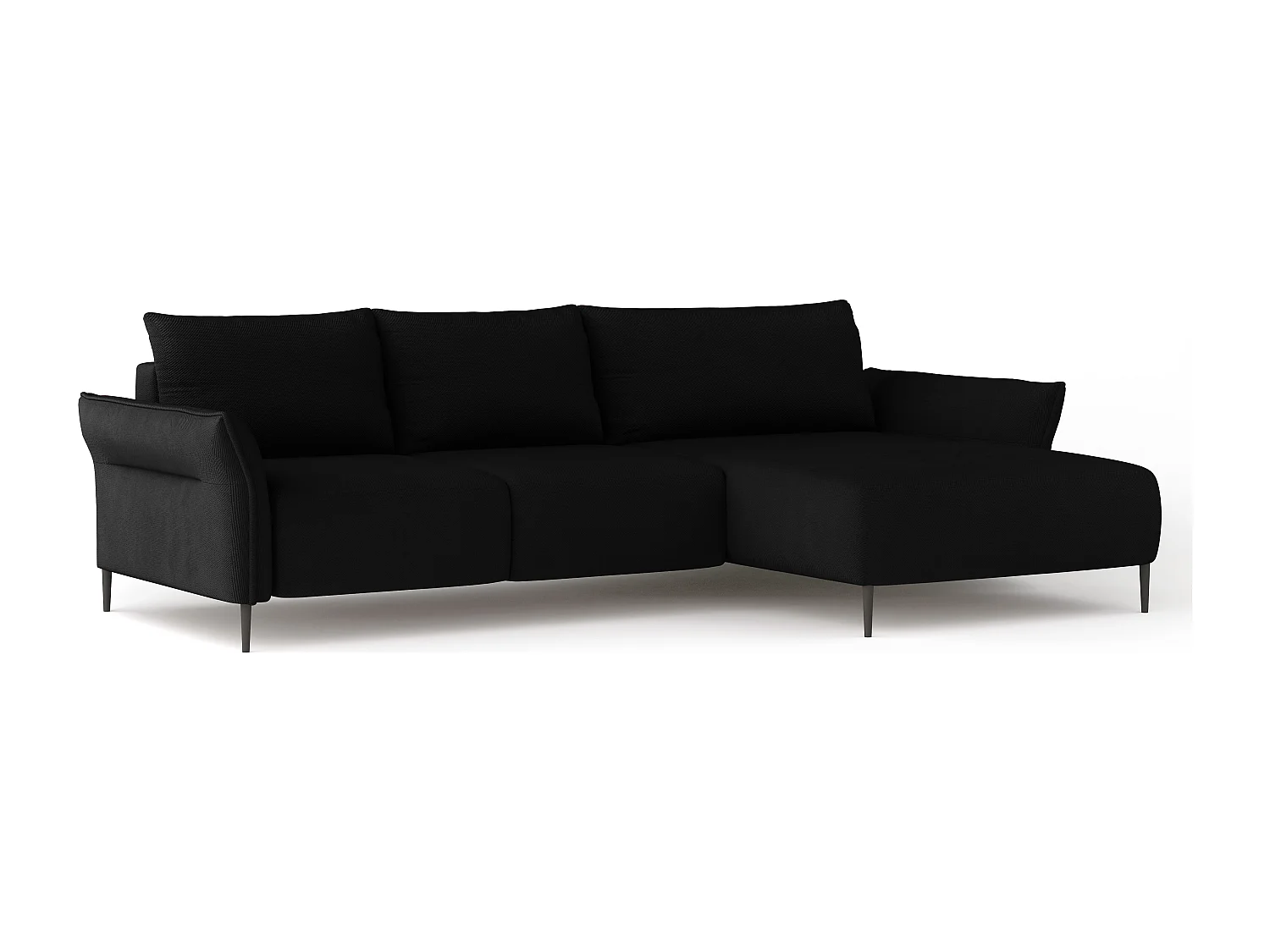 Ecksofa LUIS mit Bettfunktion - Modernes Sofa mit Stauraum 255x165 cm, Boxspring-Sofa, Farbe Schwarz, Rechts.