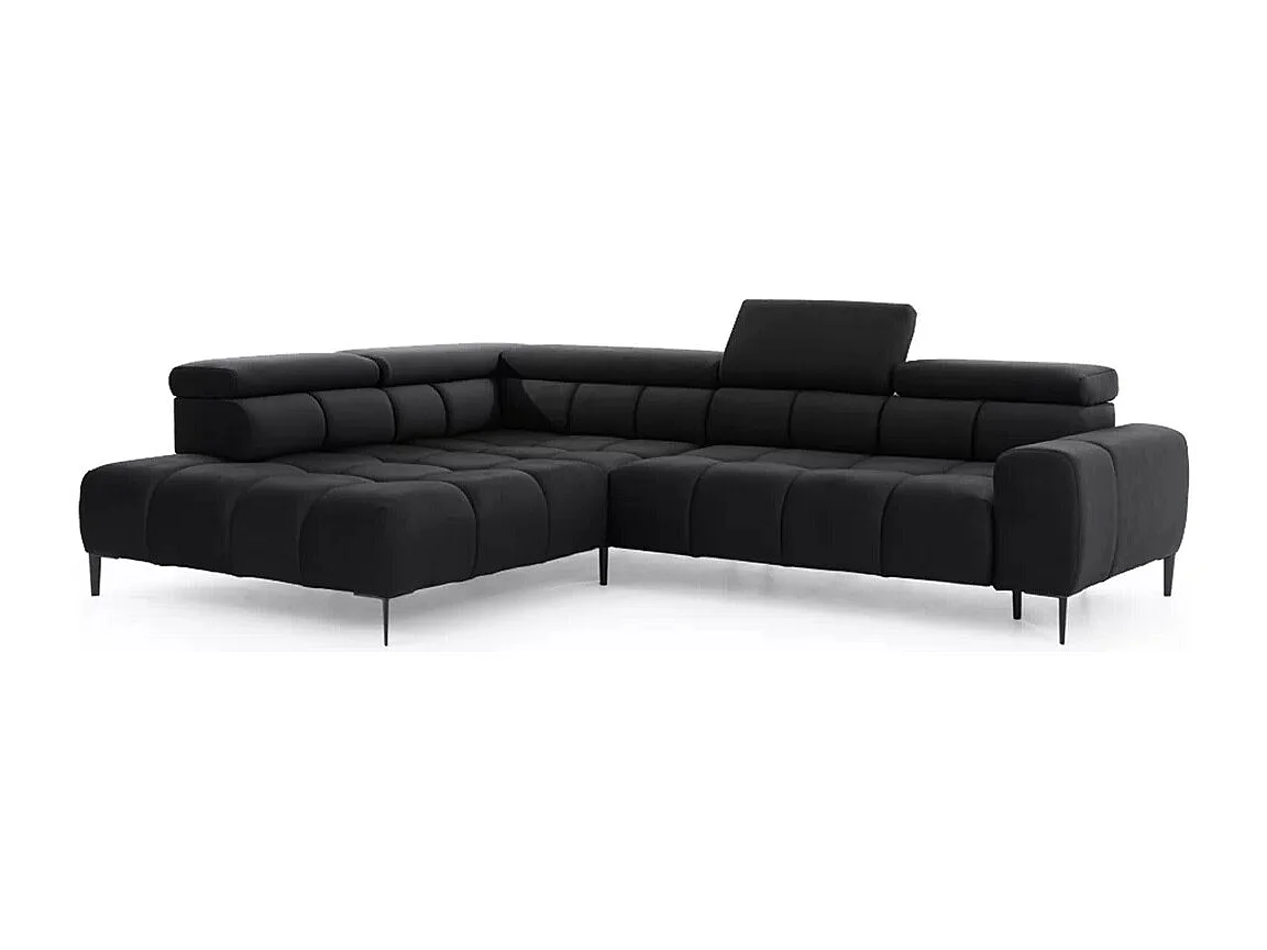 Canapé d'Angle DOMO-HOME PLAZA L Réglage Électrique 300x216cm | Noir Solar, Gauche