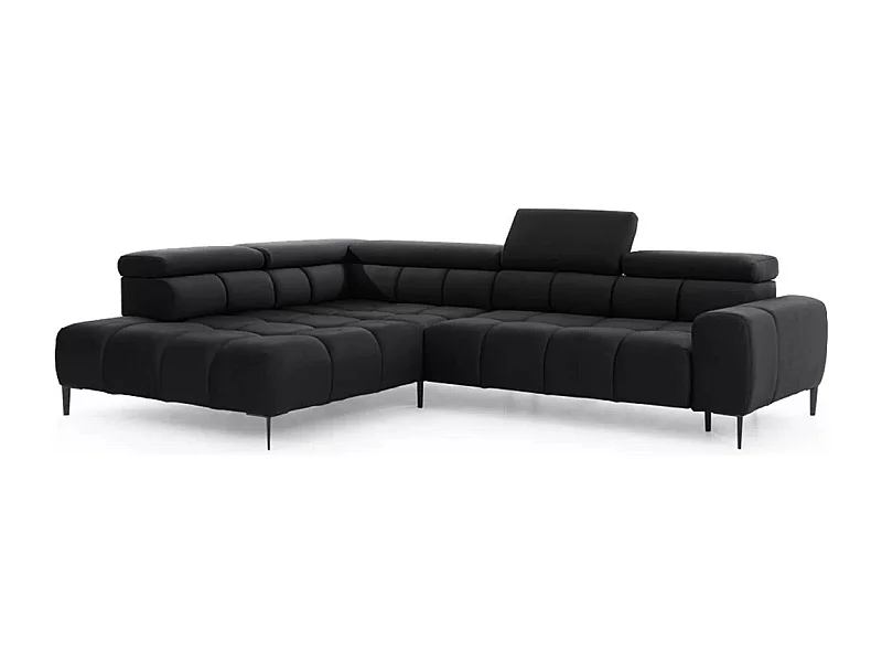 Canapé d'Angle DOMO-HOME PLAZA L Réglage Électrique 300x216cm | Noir Solar, Gauche