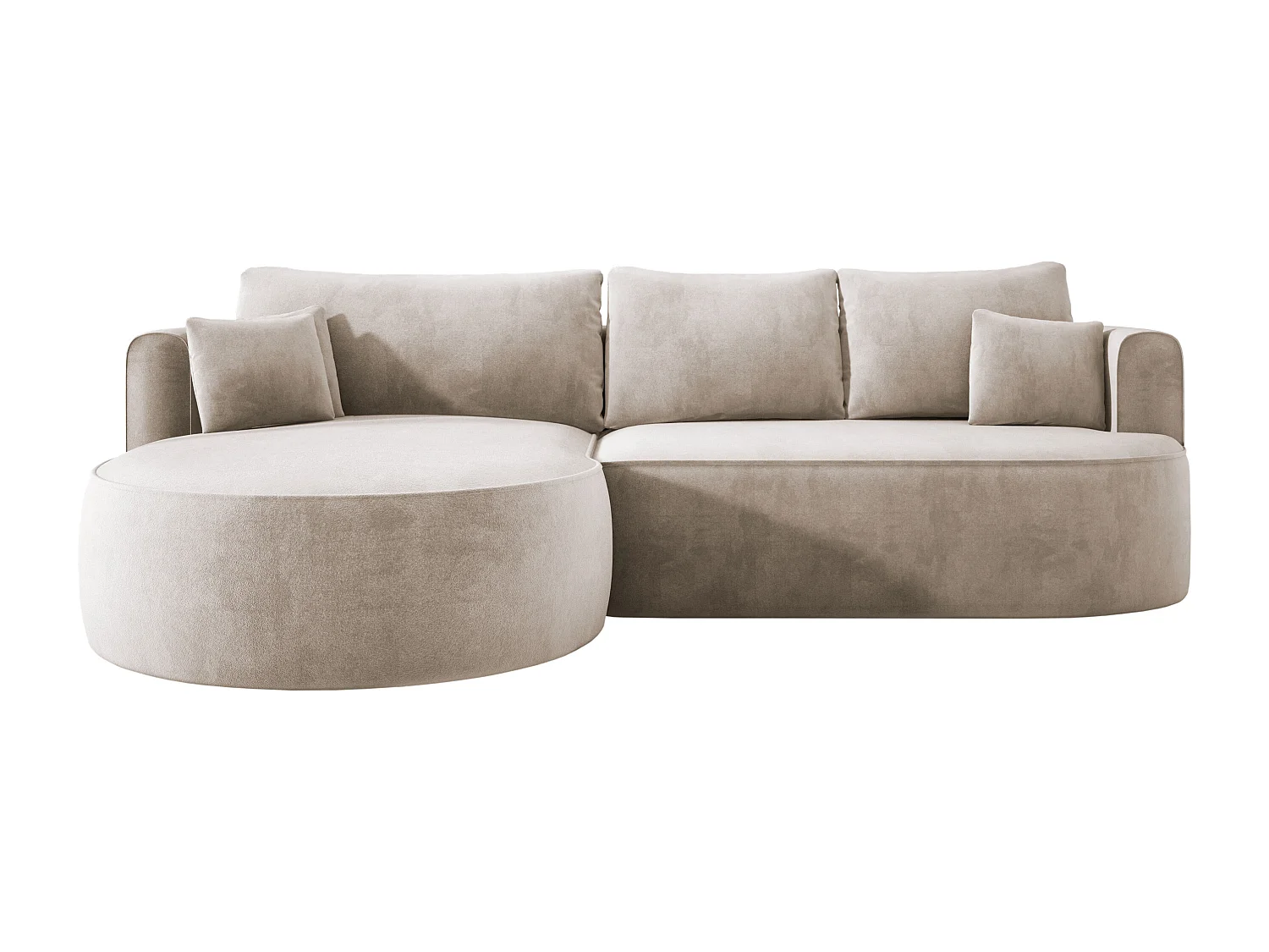 Nowoczesny rozkładany narożnik FIORE z funkcją spania, kanapa z automatycznym rozkładaniem, sofa, wersalka LEWY 284x183x82cm Beżowy