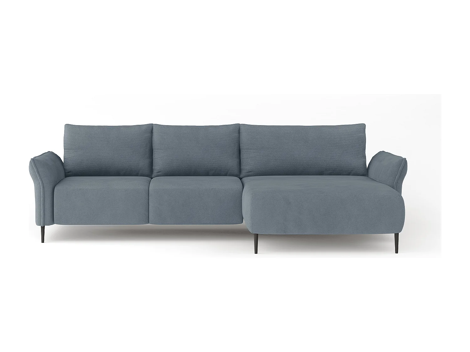 Ecksofa LUIS mit Bettfunktion - Modernes Sofa mit Stauraum 255x165 cm, Boxspring-Sofa, Farbe hellblau, Rechts.