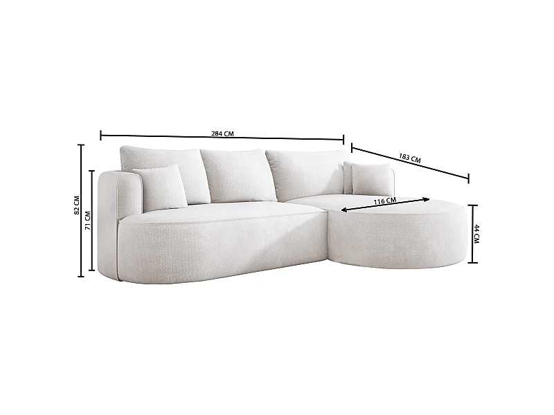 Narożnik rozkładany FIORE z automatycznym otwieraniem, powierzchnia do leżenia, lewy 284x183x82 cm, brązowy