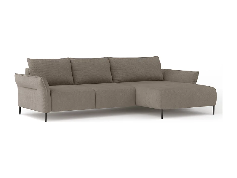 Canapé d'angle LUIS avec fonction lit – Canapé moderne avec rangement 255x165 cm, Sofa Boxspring, Couleur beige clair, Droit