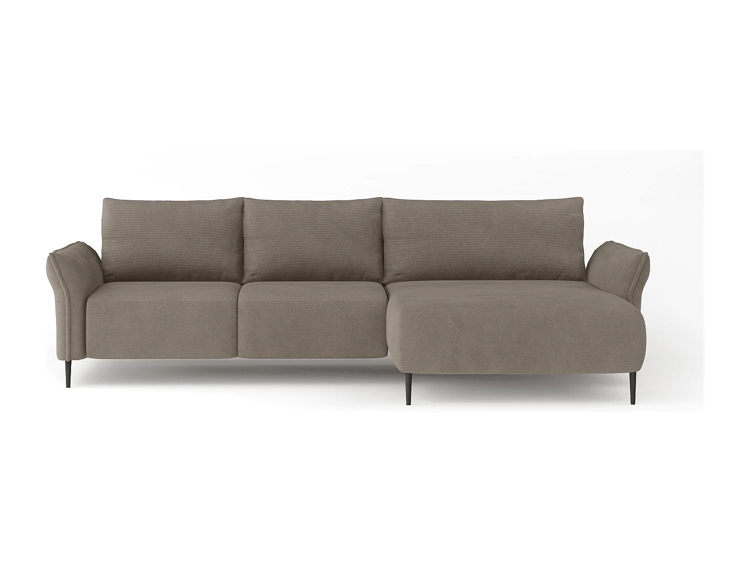 Hoekbank LUIS met bedfunctie - Moderne bank met opbergruimte 255x165 cm, Sofa Boxspring, Kleur licht beige, Rechts