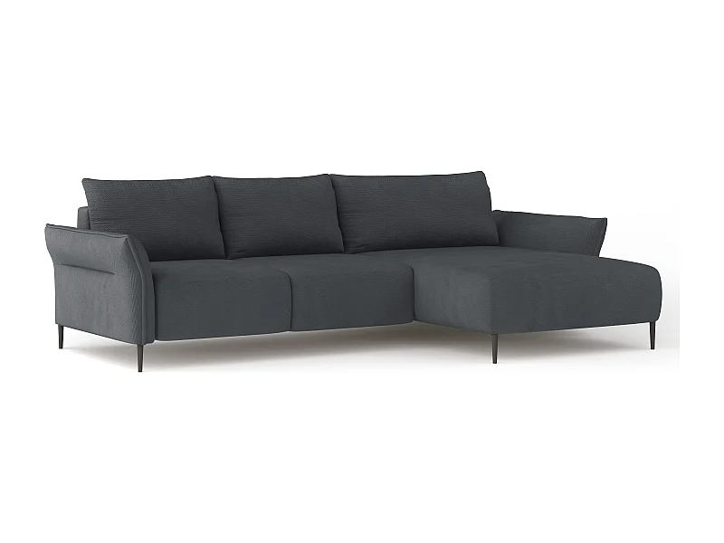 Hoekbank LUIS met bedfunctie - Moderne bank met opbergruimte 255x165 cm, Sofa Boxspring, Kleur donkergrijs, Rechts