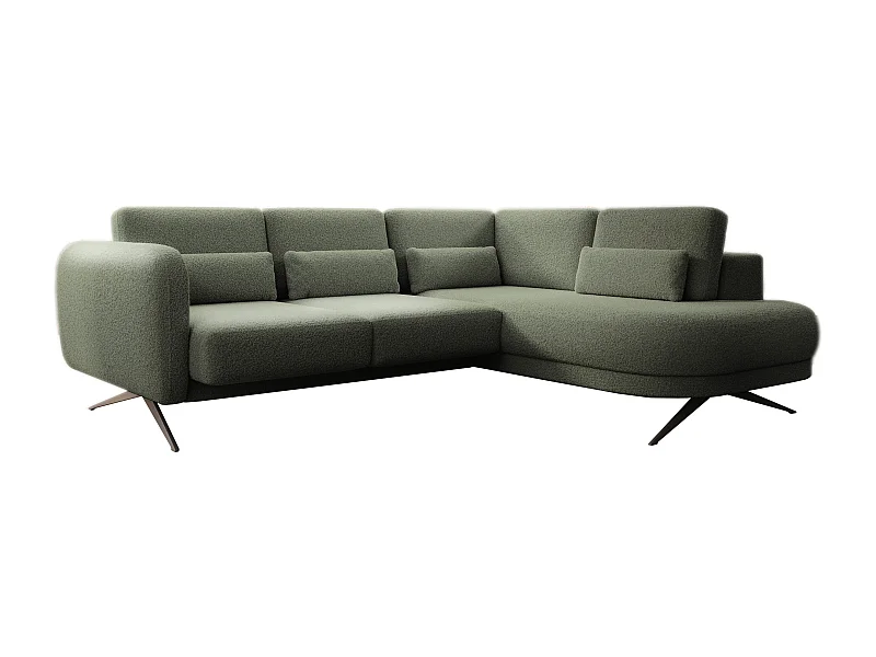 Ecksofa ILUSIO L mit Schlaffunktion, 250x205cm, verstellbarer Rückenlehne, hochwertigen Materialien, Farbe dunkelgrün, rechts