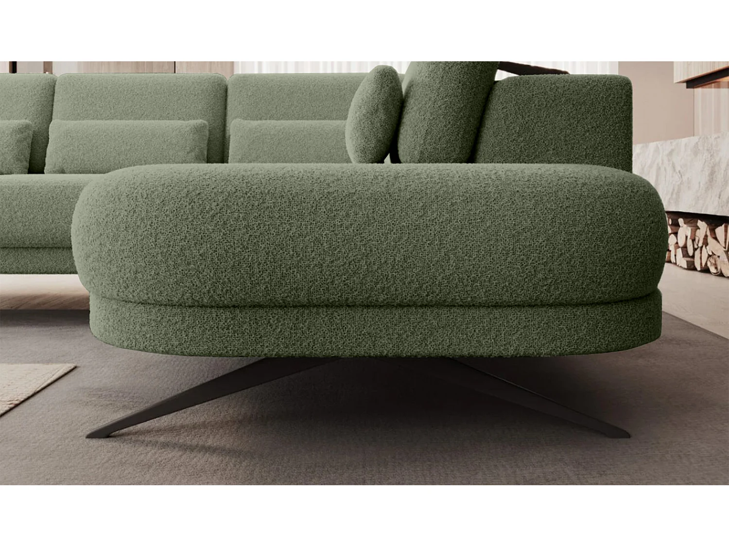 Hoekbank ILUSIO L met slaapfunctie, 250x205cm, verstelbare rugleuning, hoogwaardige materialen, kleur donkergroen, rechts