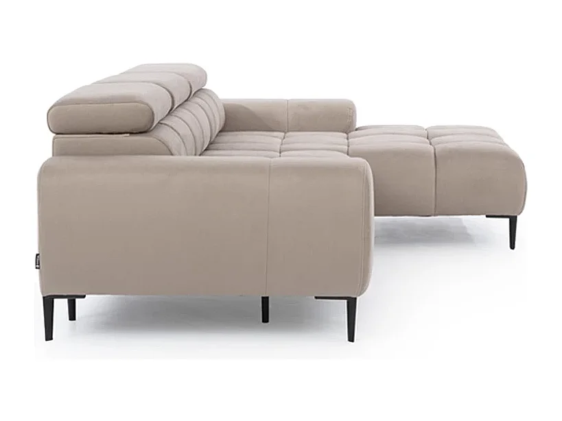 Sofa narożna PLAZA Mini elektryczna 270x177cm | beż słoneczny, ciemnoniebieski, prawa